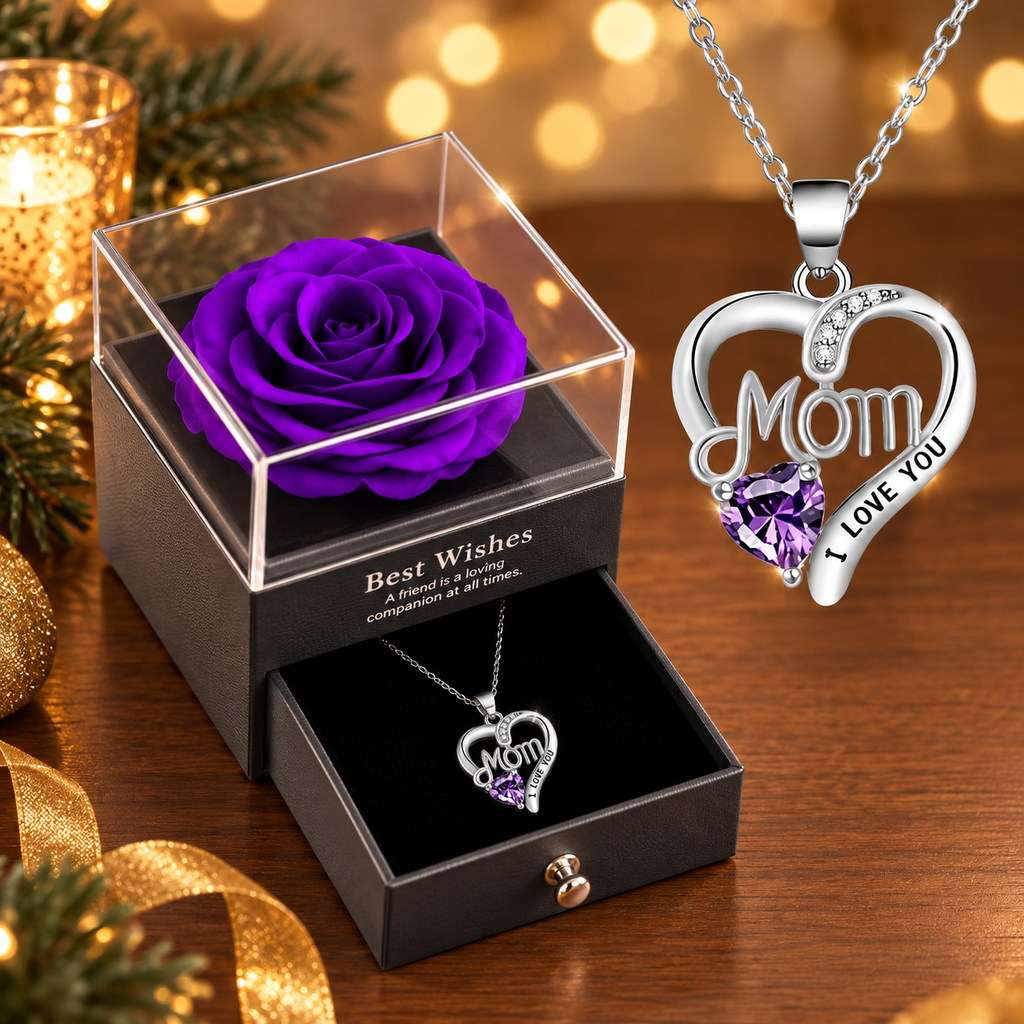 Forever Rose & Necklace Gift for Mum