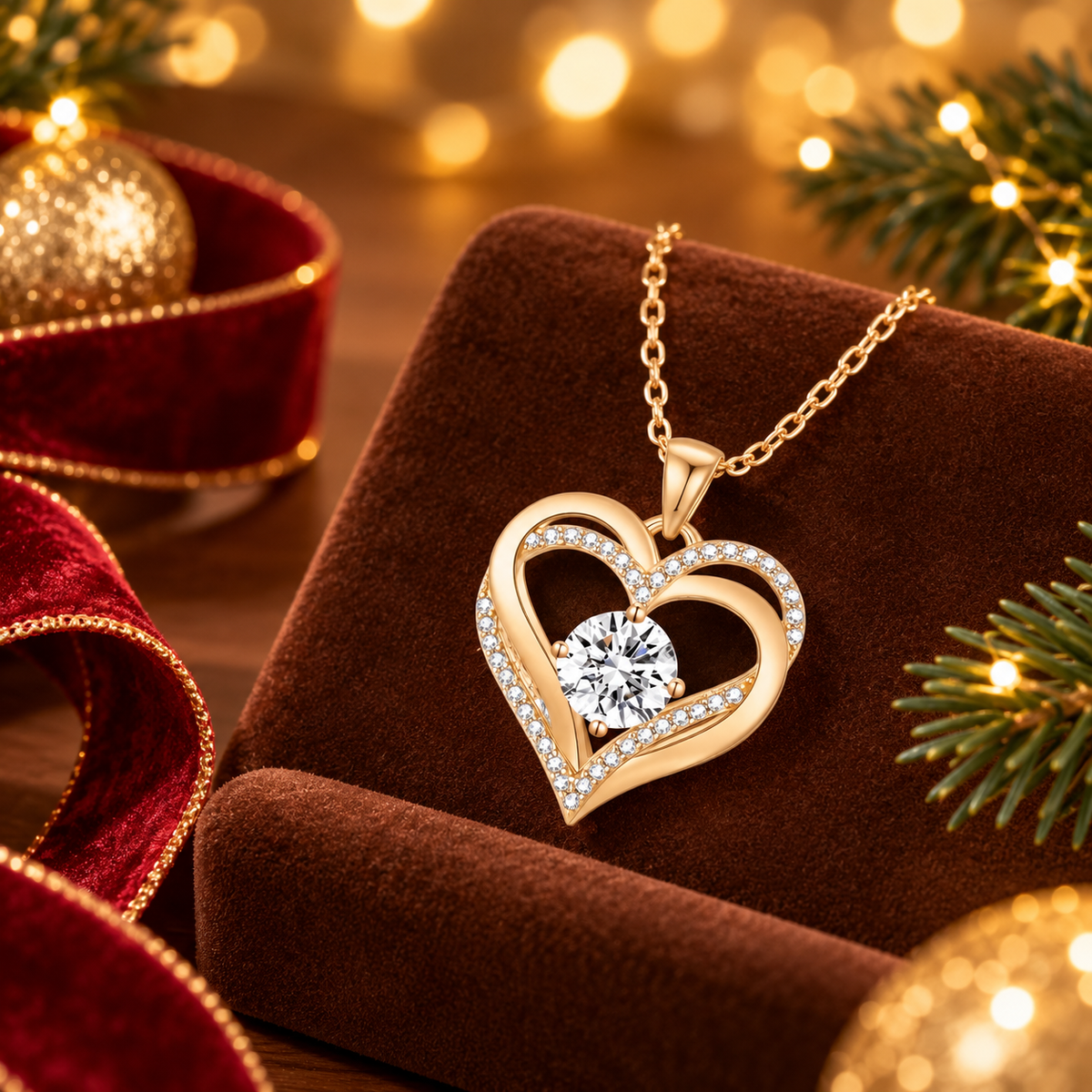 Rose & Heart Necklace Christmas Gift Collection