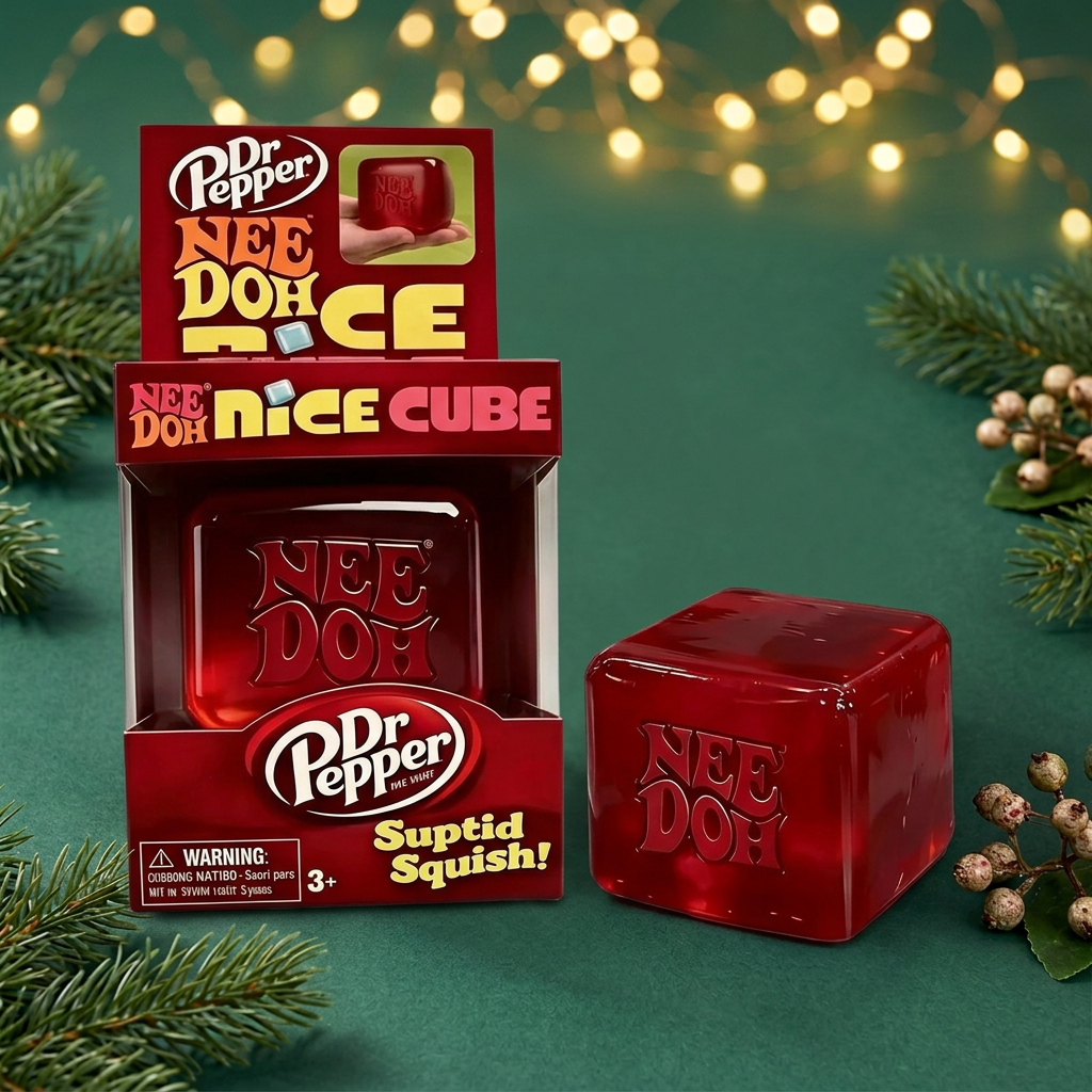 Dark-red cube matching evergreen Christmas style