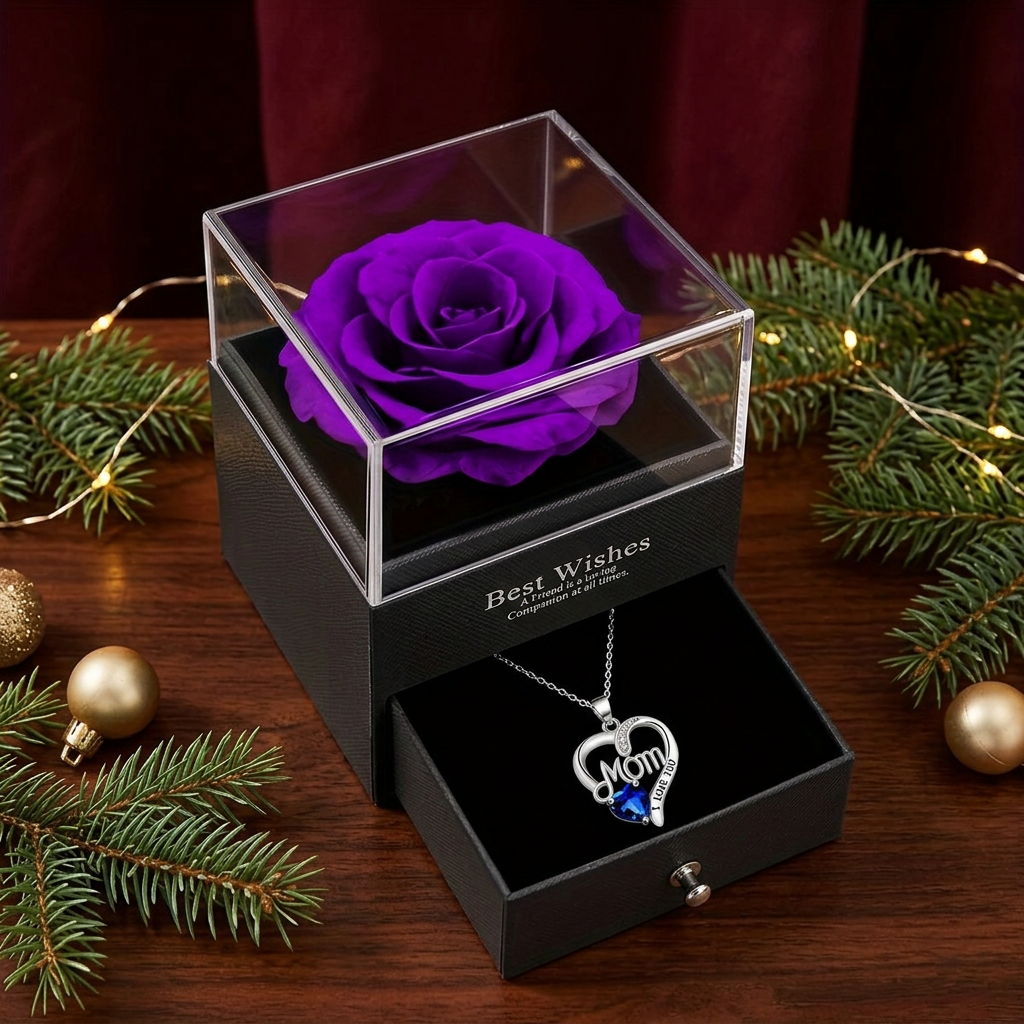 Forever Rose & Necklace Gift for Mum