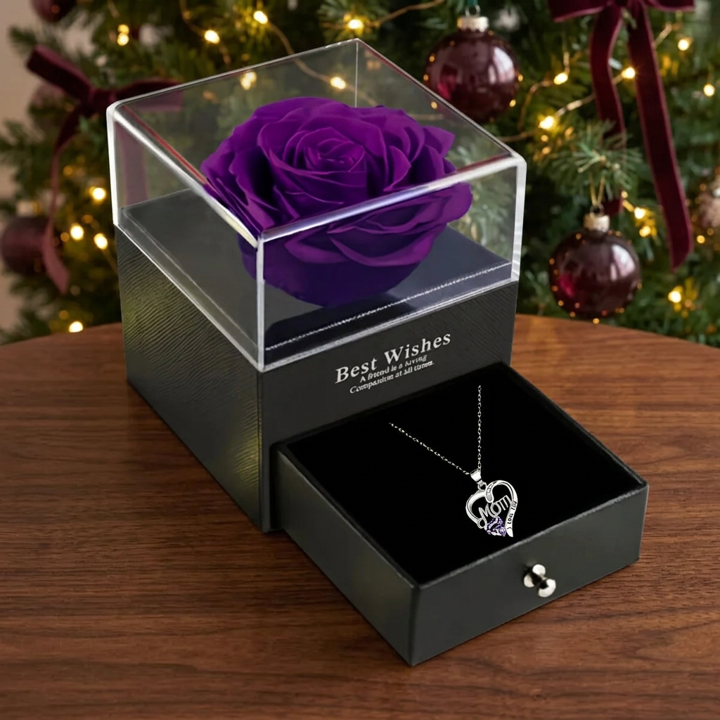 Forever Rose & Necklace Gift for Mum