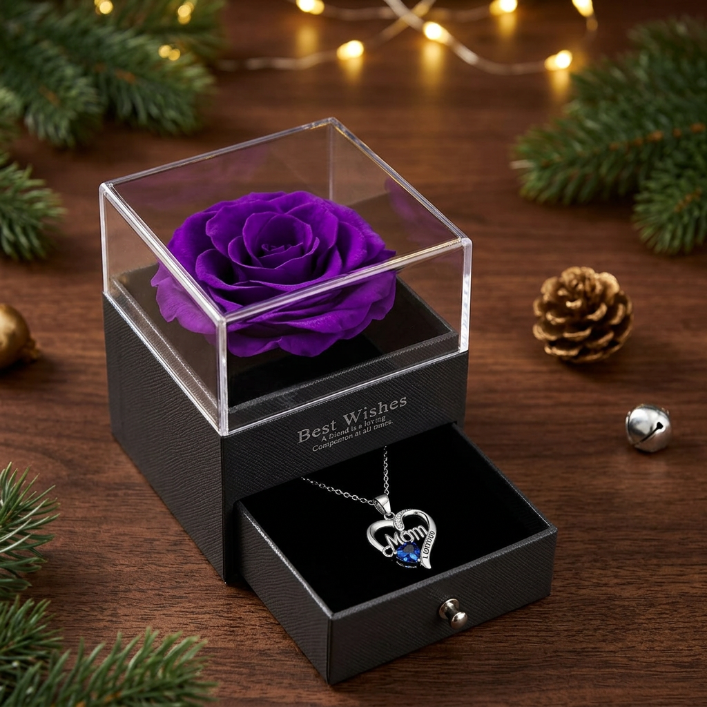 Forever Rose & Necklace Gift for Mum