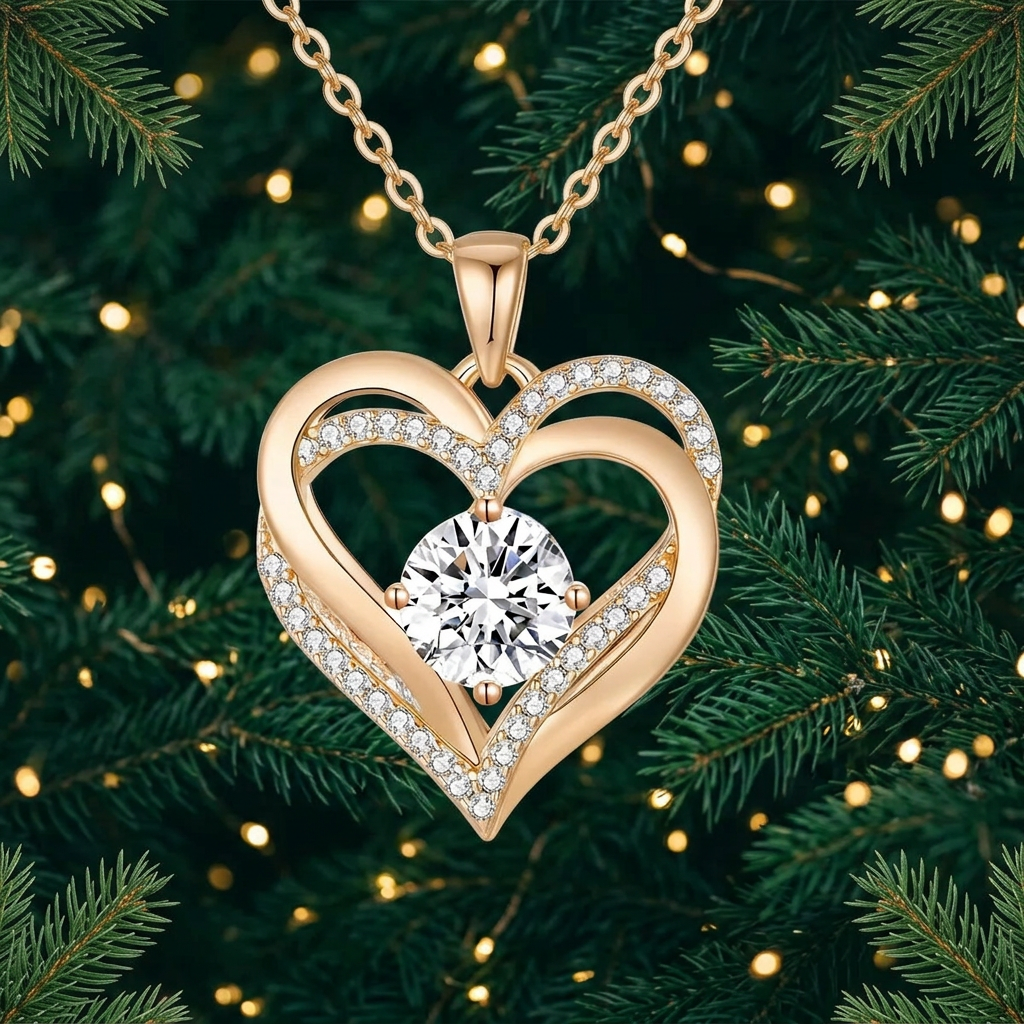 Necklace alone evergreen Christmas background