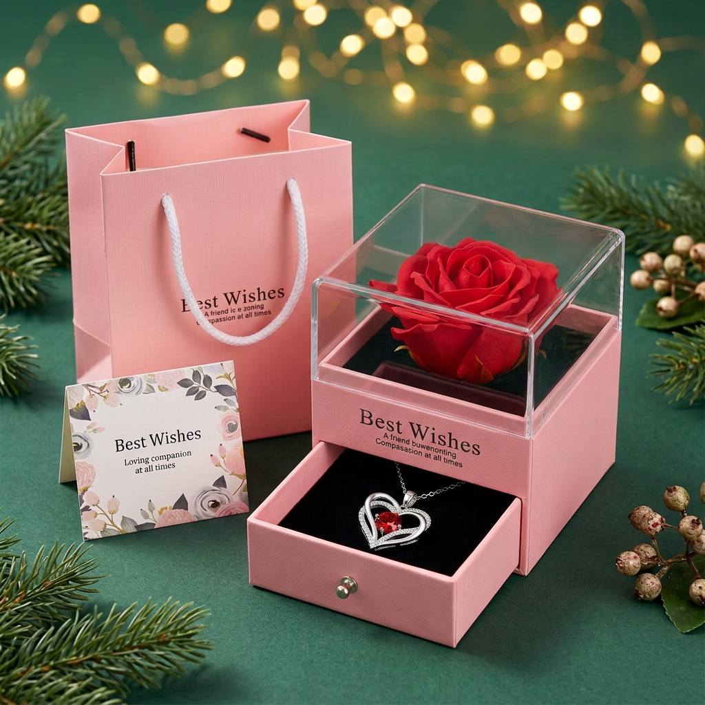 Red rose gift set in the approved Christmas layout