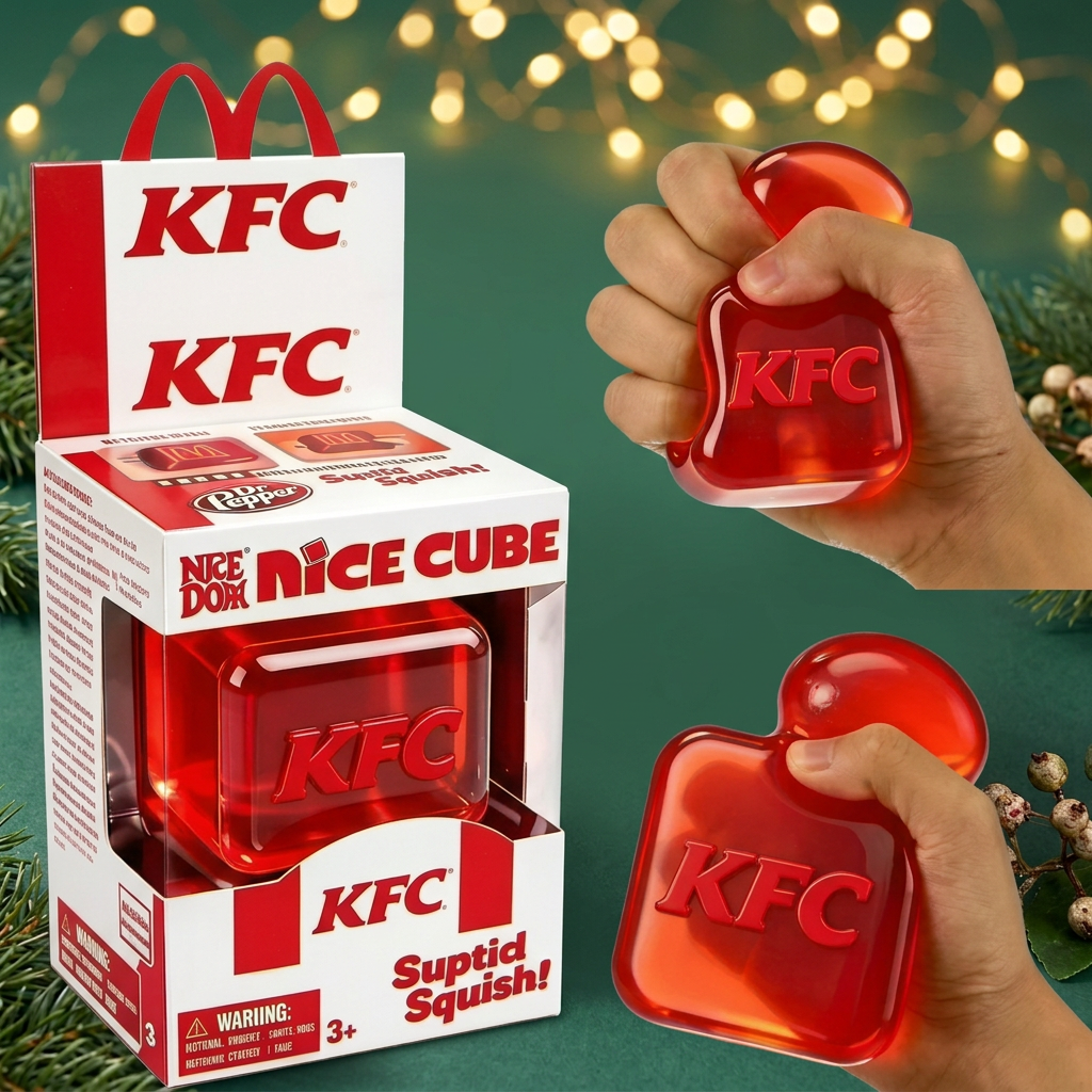 Red squeeze toy matching evergreen Christmas style